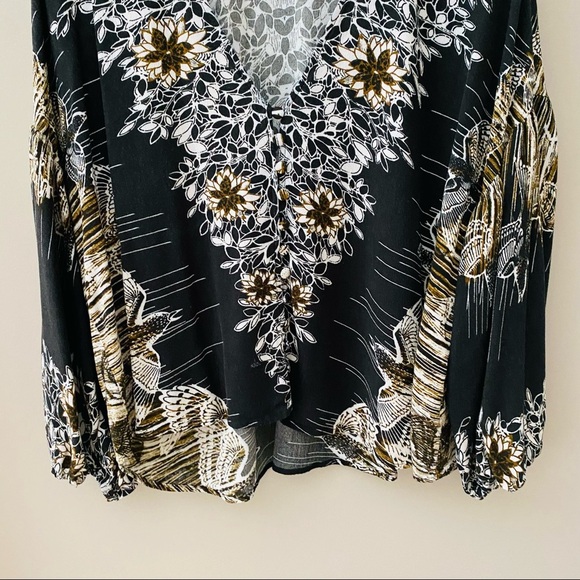 Free People Birds of a Feather Floral Blouse Black Sz Small - Picture 3 of 9